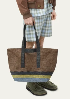 LoeweMen's Fold Raffia Shopper Tote Bag