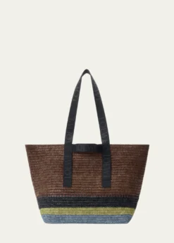 LoeweMen's Fold Raffia Shopper Tote Bag