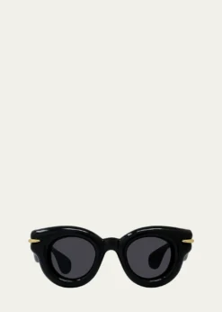 LoeweMen's Inflated Pantos Acetate-Nylon Round Sunglasses