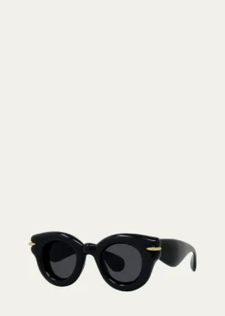 LoeweMen's Inflated Pantos Acetate-Nylon Round Sunglasses