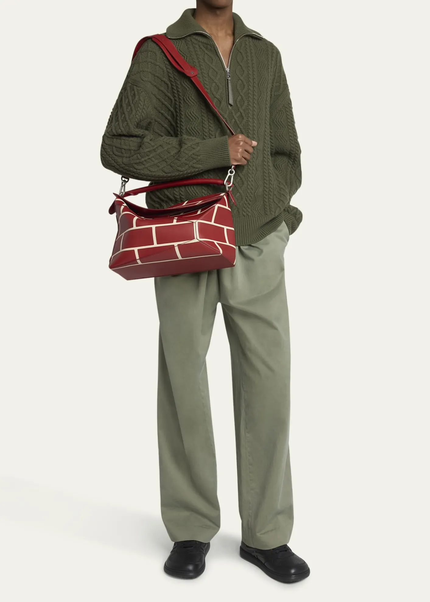LoeweMen's Large Brick Leather Puzzle Edge Shoulder Bag