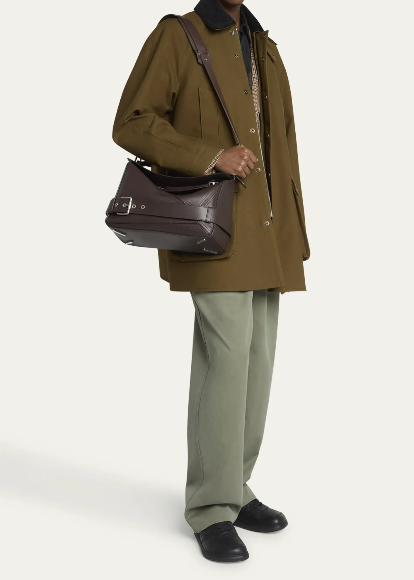 LoeweMen's Large Leather Biker Puzzle Shoulder Bag