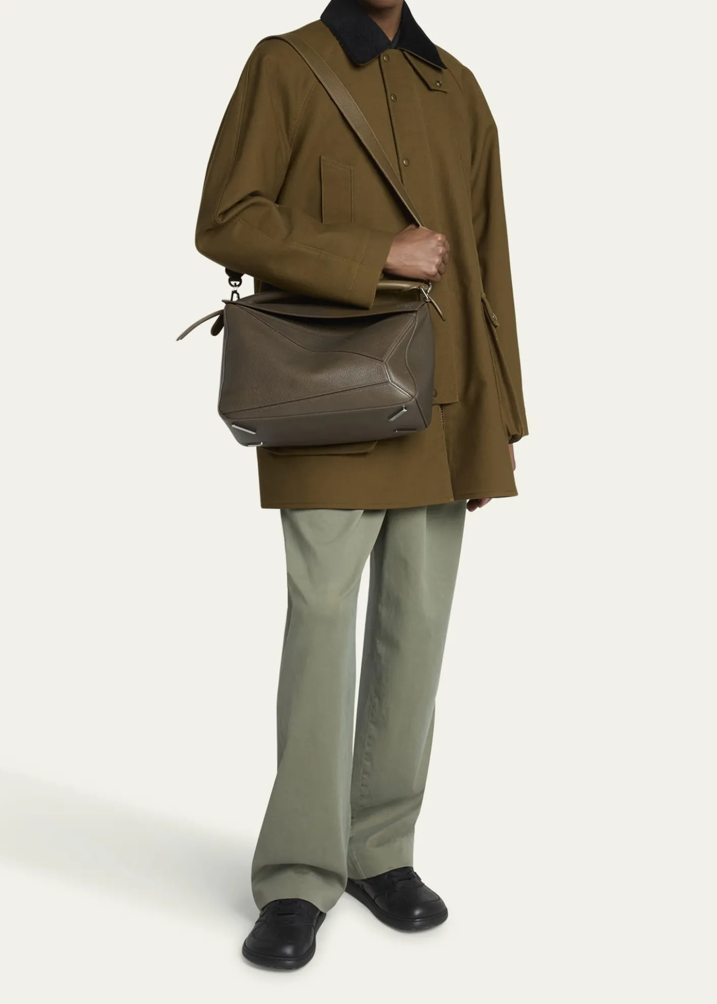 LoeweMen's Large Leather Puzzle Crossbody Bag