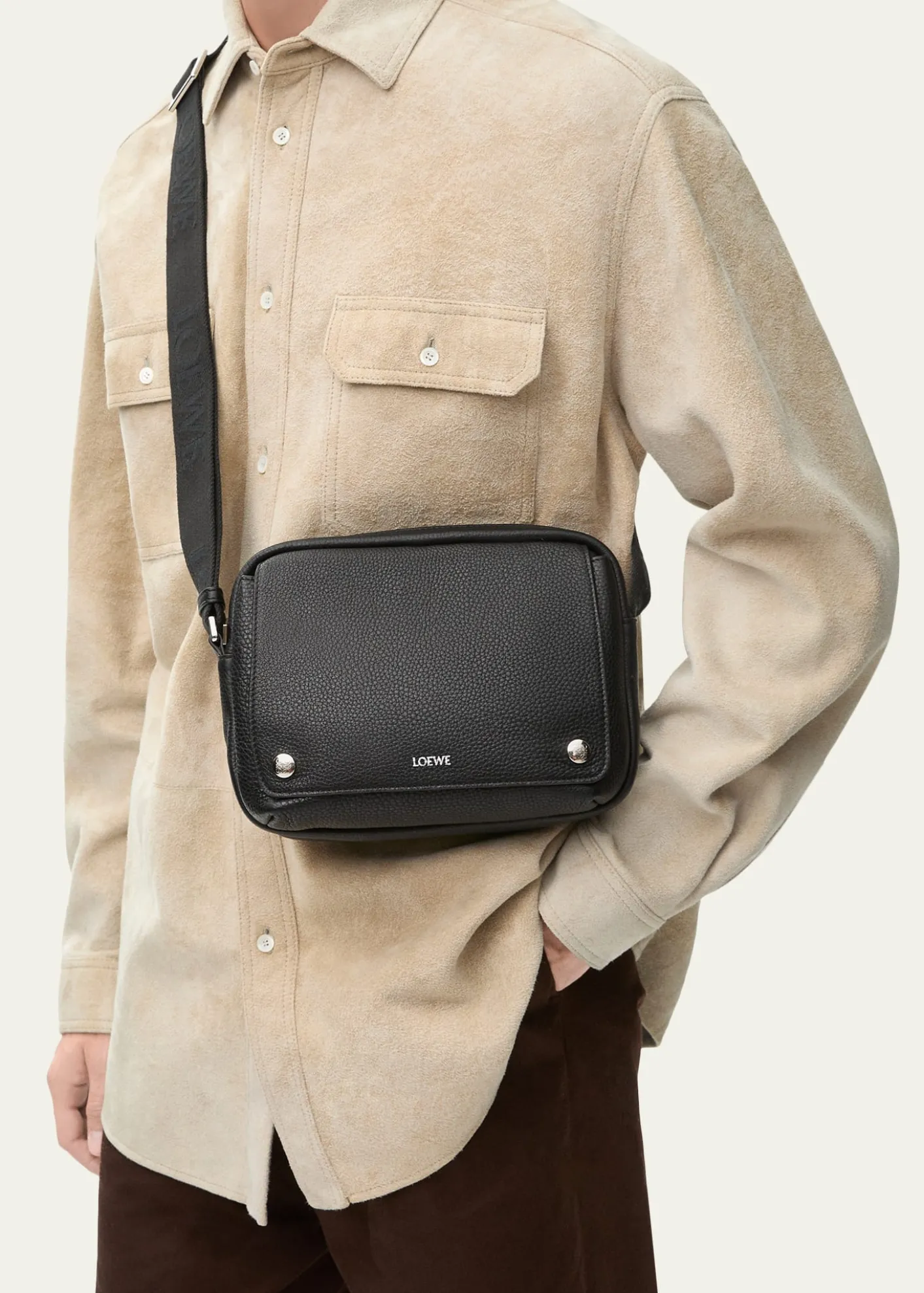 LoeweMen's Medium Pebble Grained Calfskin Messenger Bag