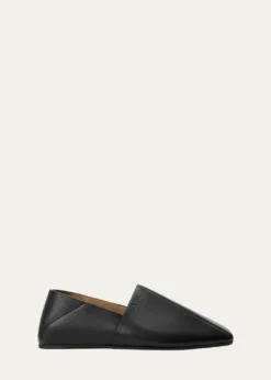 LoeweMen's Origami Leather Square-Toe Slippers