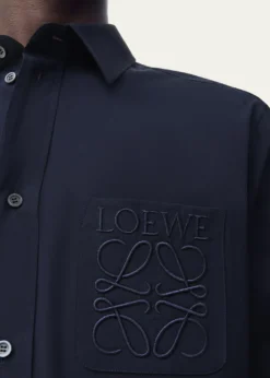 LoeweMen's Poplin Tonal Anagram Pocket Sport Shirt