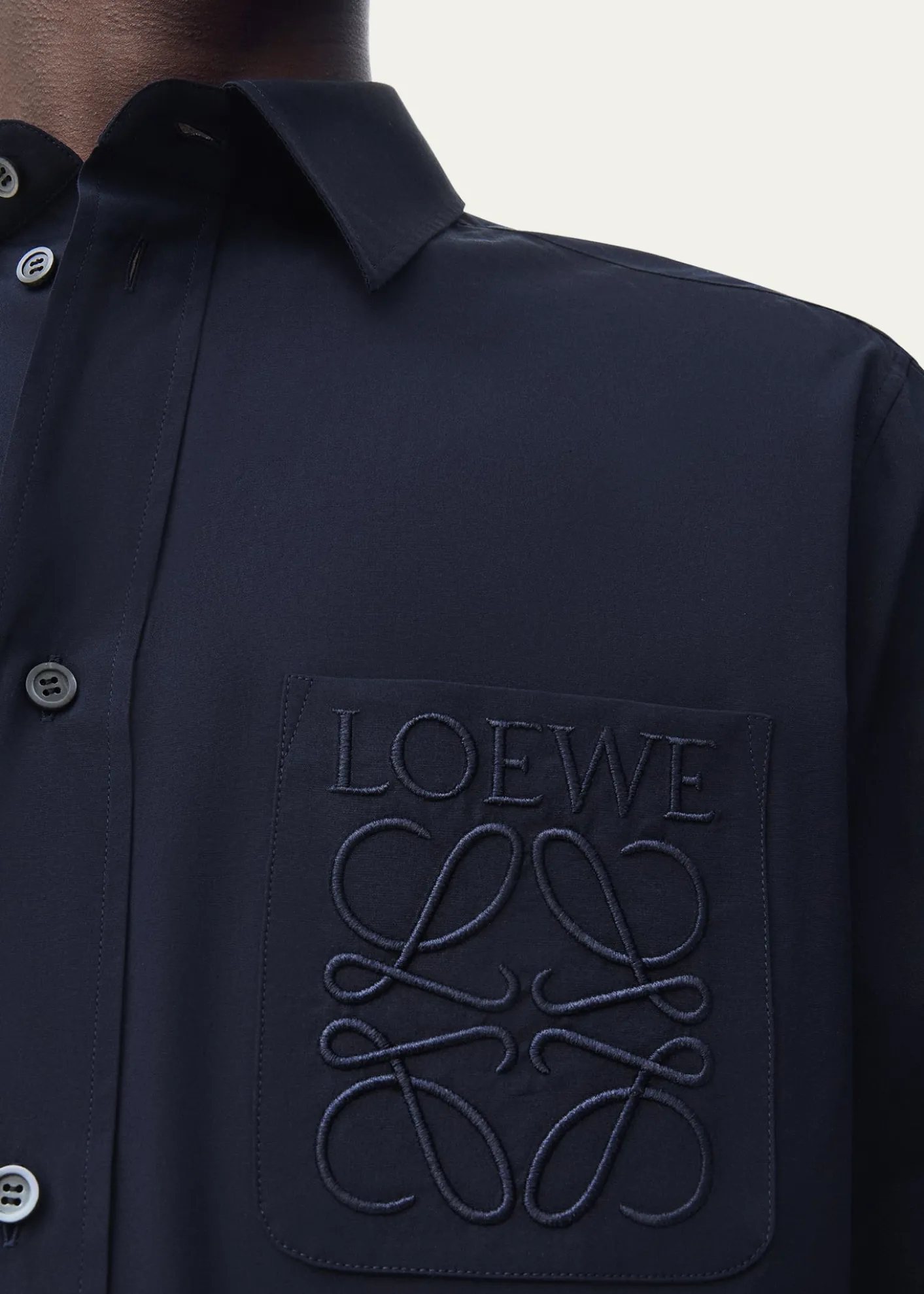 LoeweMen's Poplin Tonal Anagram Pocket Sport Shirt