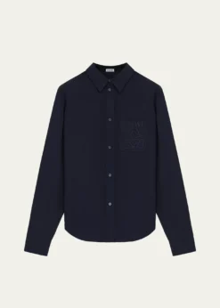 LoeweMen's Poplin Tonal Anagram Pocket Sport Shirt