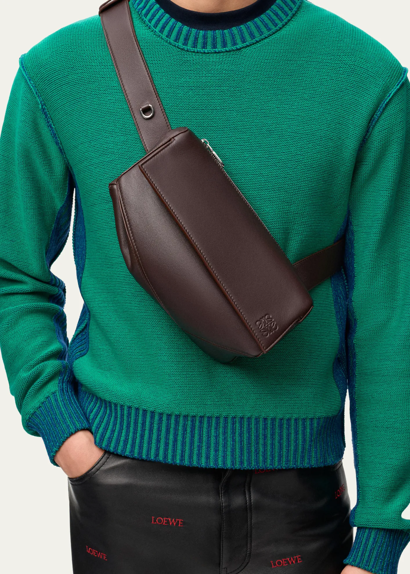 LoeweMen's Puzzle Featherlight Leather Crossbody Bag