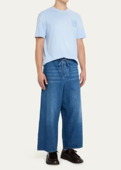 LoeweMen's Washed Denim Stretch-Waistband Pants