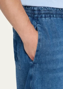 LoeweMen's Washed Denim Stretch-Waistband Pants