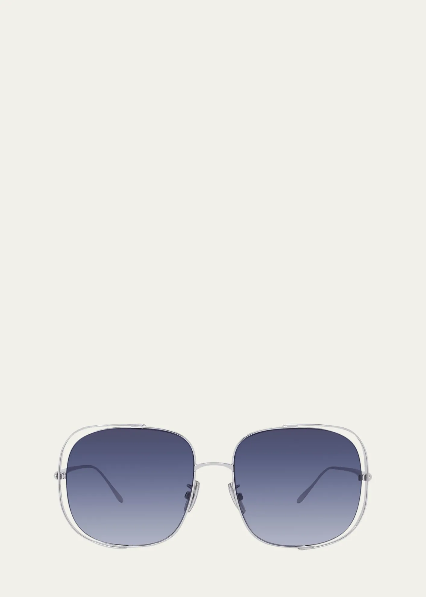 LoeweMetal Logo-Print Rectangle Sunglasses