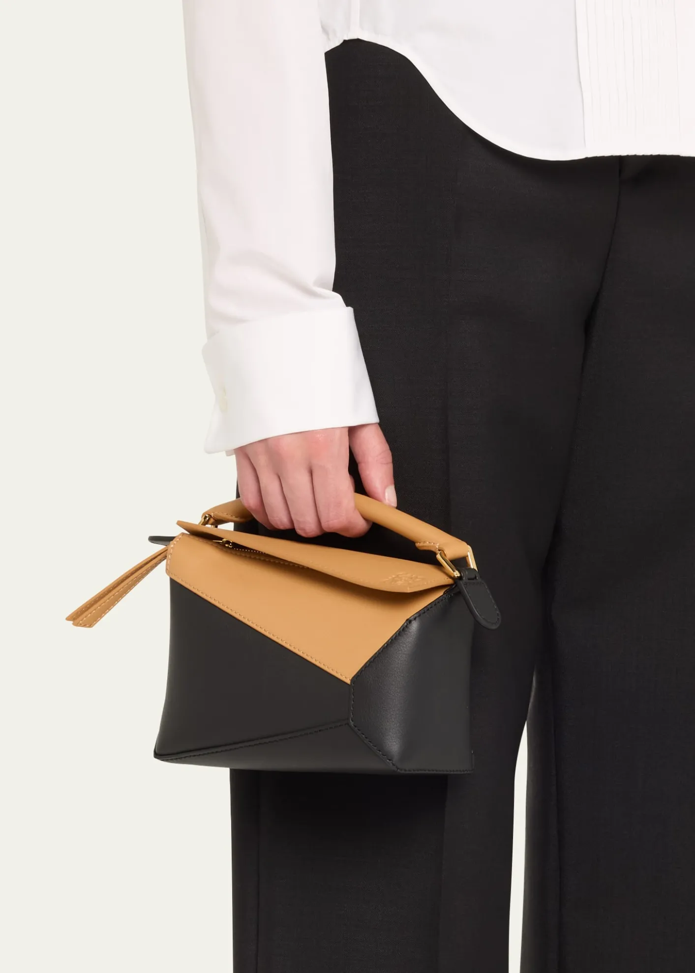 LoeweMini Puzzle Edge Bicolor Top-Handle Bag
