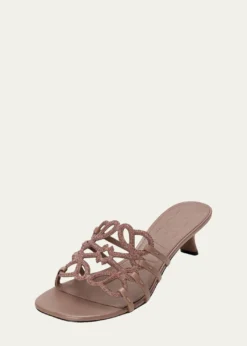 Loewe45mm Petal Anagram Embellished Leather Mule Sandals