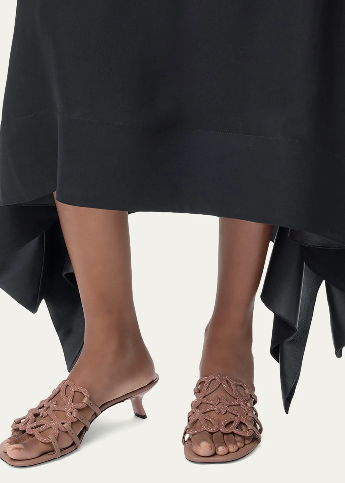 Loewe45mm Petal Anagram Embellished Leather Mule Sandals