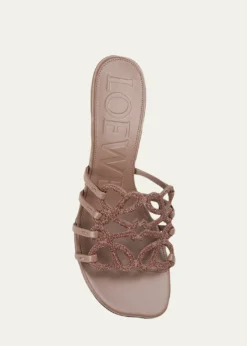 Loewe45mm Petal Anagram Embellished Leather Mule Sandals