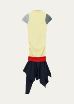 LoeweMock-Neck Colorblock Handkerchief Dress