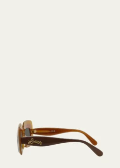 LoeweMulticolor Curved Logo Acetate Rectangle Sunglasses