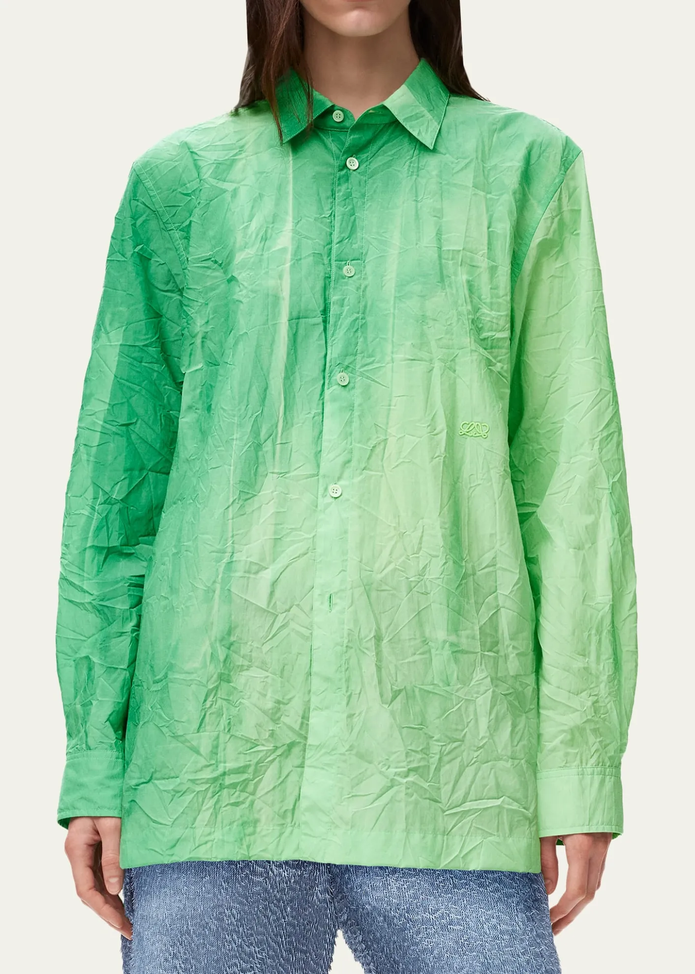 LoeweOmbre Crinkled Cotton Button-Down Shirt