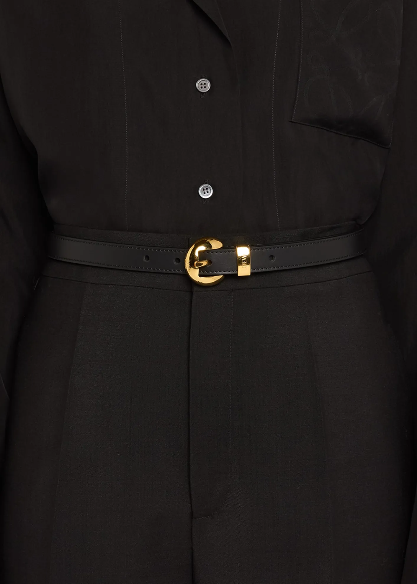 LoewePebble Leather Skinny Belt