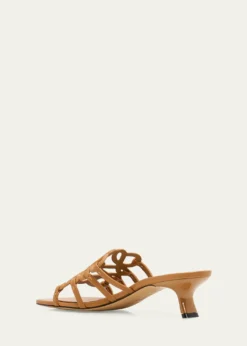 LoewePetal Anagram Leather Caged Mule Sandals