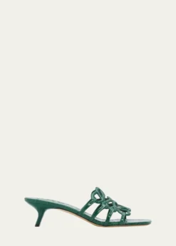 LoewePetal Anagram 45mm Croc-Embossed Leather Sandals