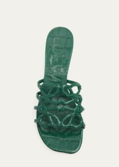 LoewePetal Anagram 45mm Croc-Embossed Leather Sandals