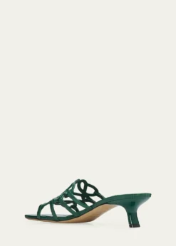 LoewePetal Anagram 45mm Croc-Embossed Leather Sandals