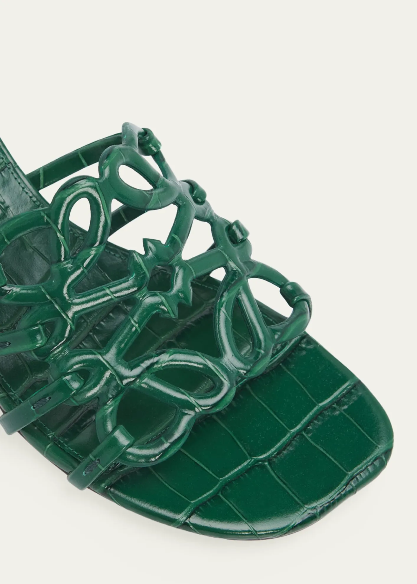 LoewePetal Anagram 45mm Croc-Embossed Leather Sandals