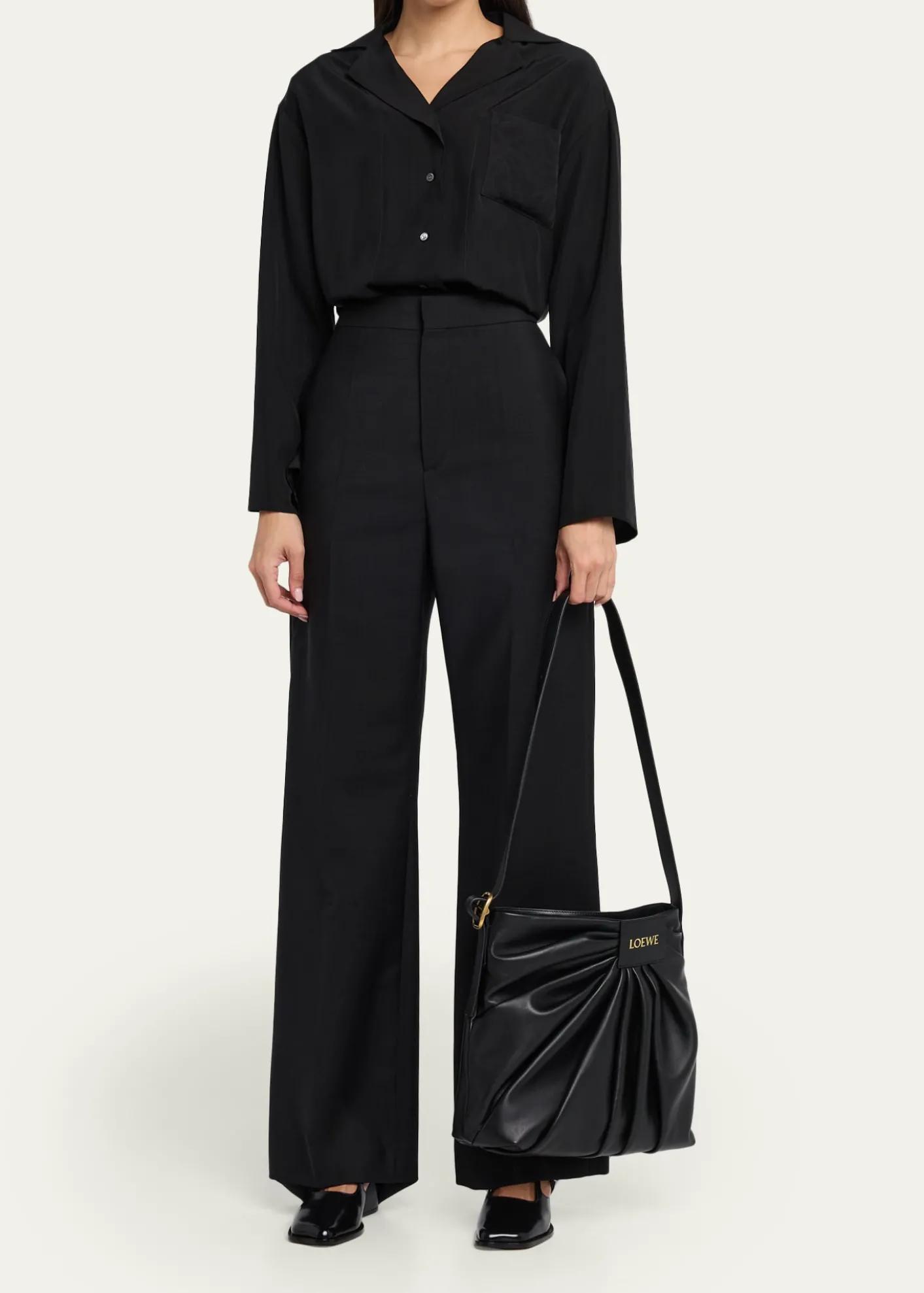 LoewePleated Tote Bag in Leather