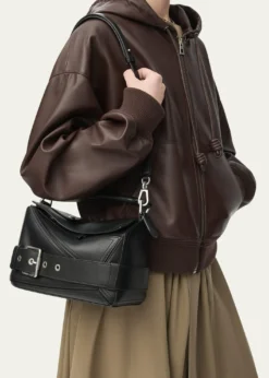 LoewePuzzle Biker Top-Handle Bag in Shiny Leather