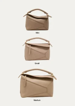 LoewePuzzle Edge Medium Top-Handle Bag in Soft Grained Leather