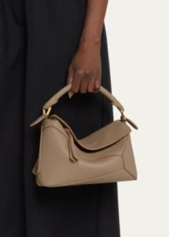 LoewePuzzle Edge Mini Top-Handle Bag in Grained Leather