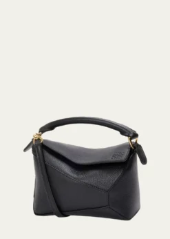 LoewePuzzle Edge Mini Top-Handle Bag in Grain Leather