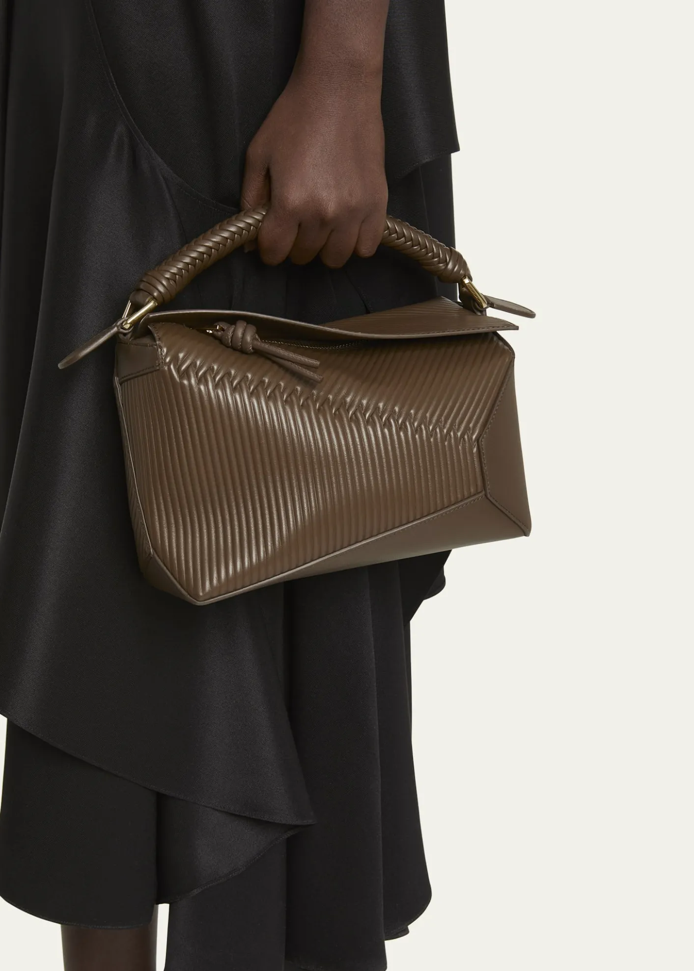 LoewePuzzle Edge Small Calfskin Top-Handle Bag