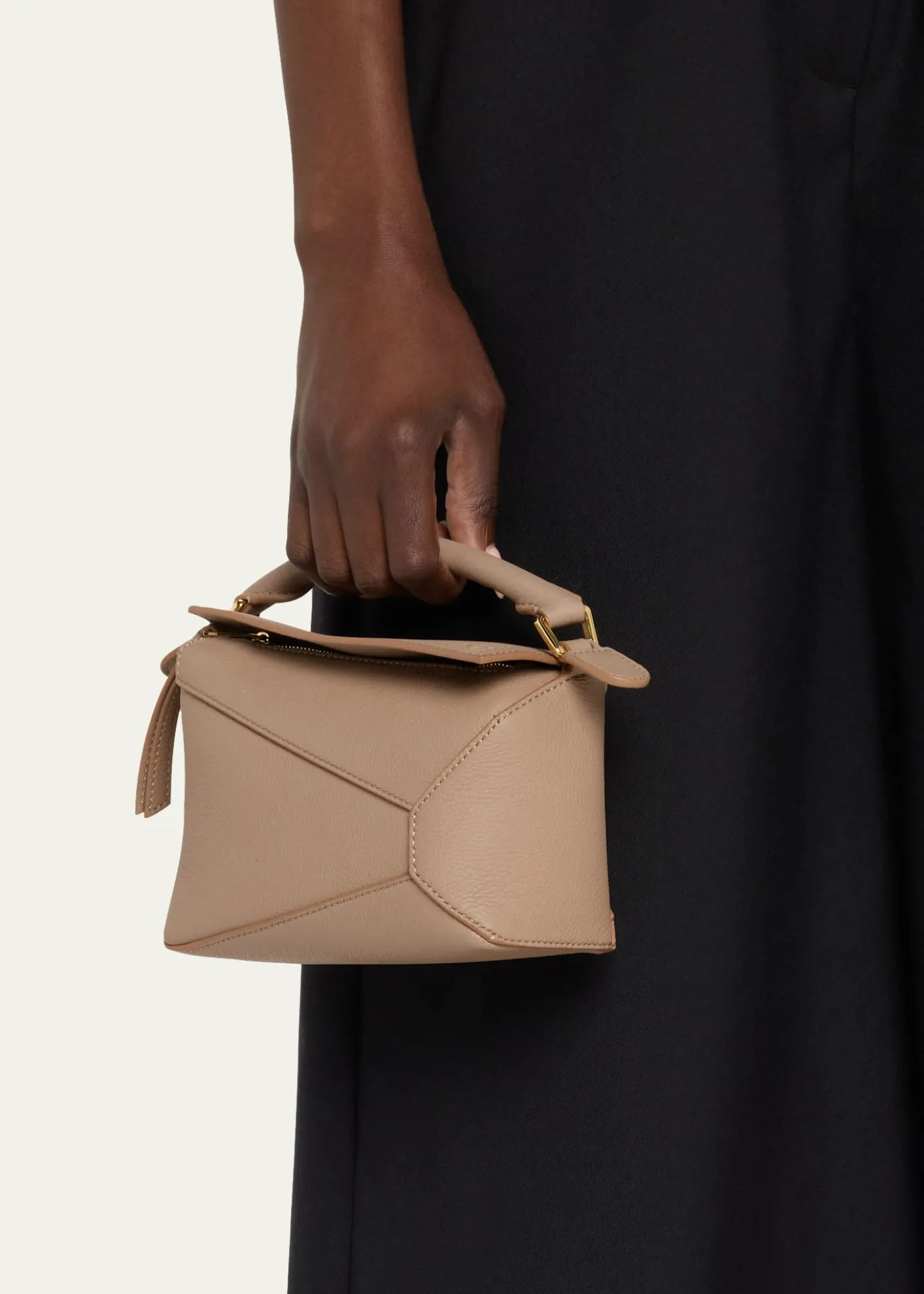 LoewePuzzle Edge Small Top-Handle Bag in Grained Leather