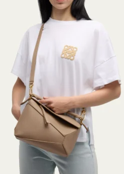 LoewePuzzle Edge Small Top-Handle Bag in Grained Leather