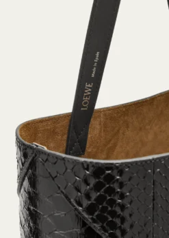 LoewePuzzle Fold Large Patent Python-Embossed Tote Bag