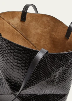 LoewePuzzle Fold Large Patent Python-Embossed Tote Bag