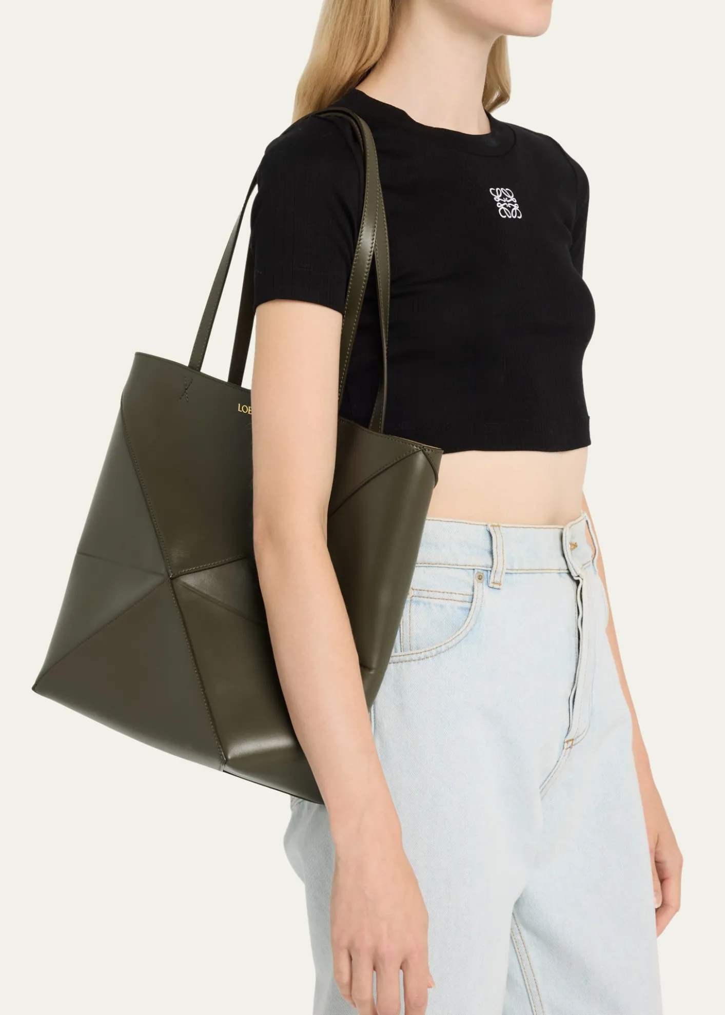 LoewePuzzle Fold Medium Tote Bag in Shiny Leather