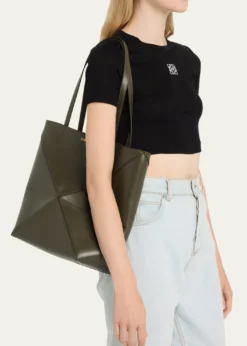 LoewePuzzle Fold Medium Tote Bag in Shiny Leather