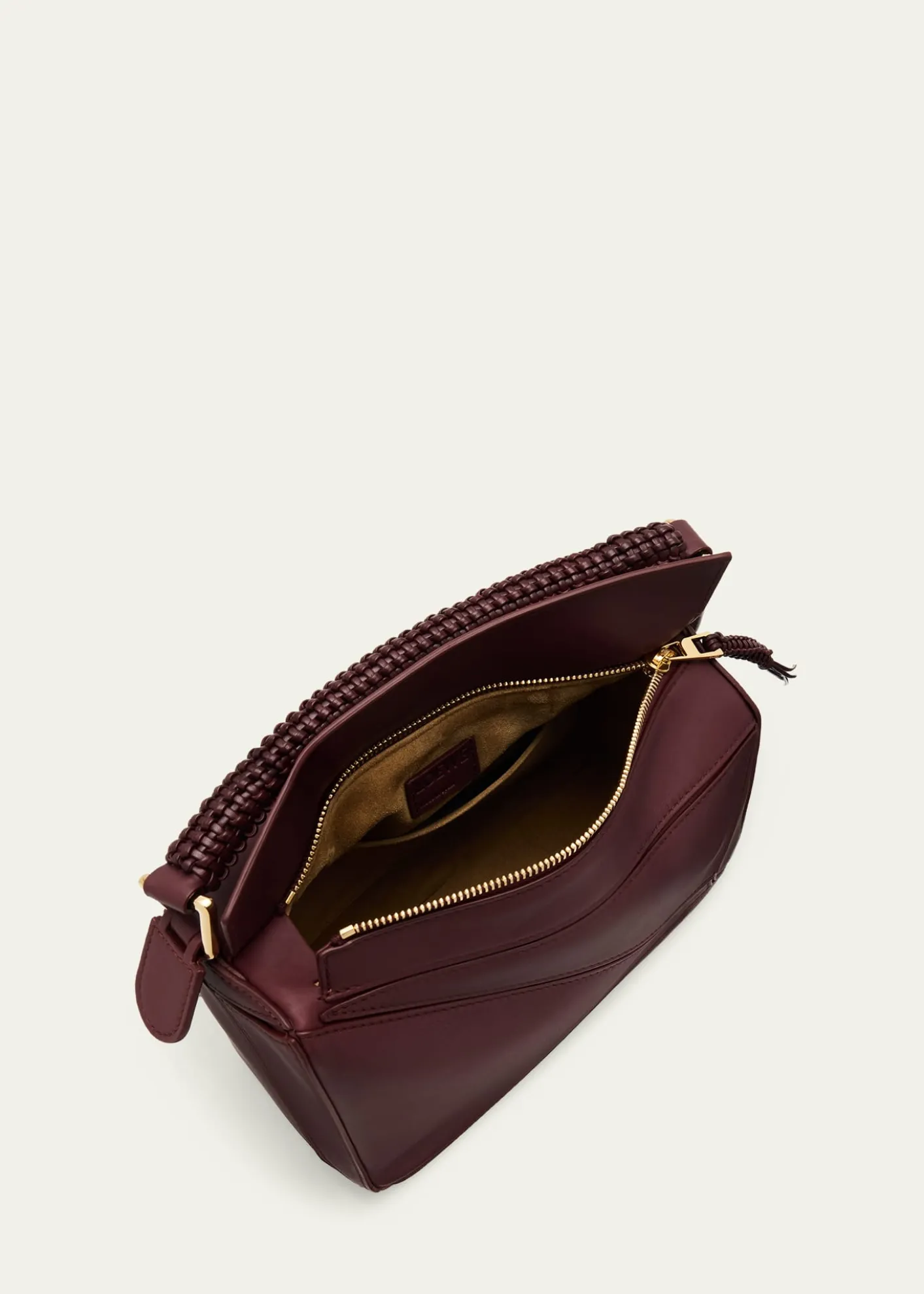 LoewePuzzle Small Woven Top-Handle Bag in Leather