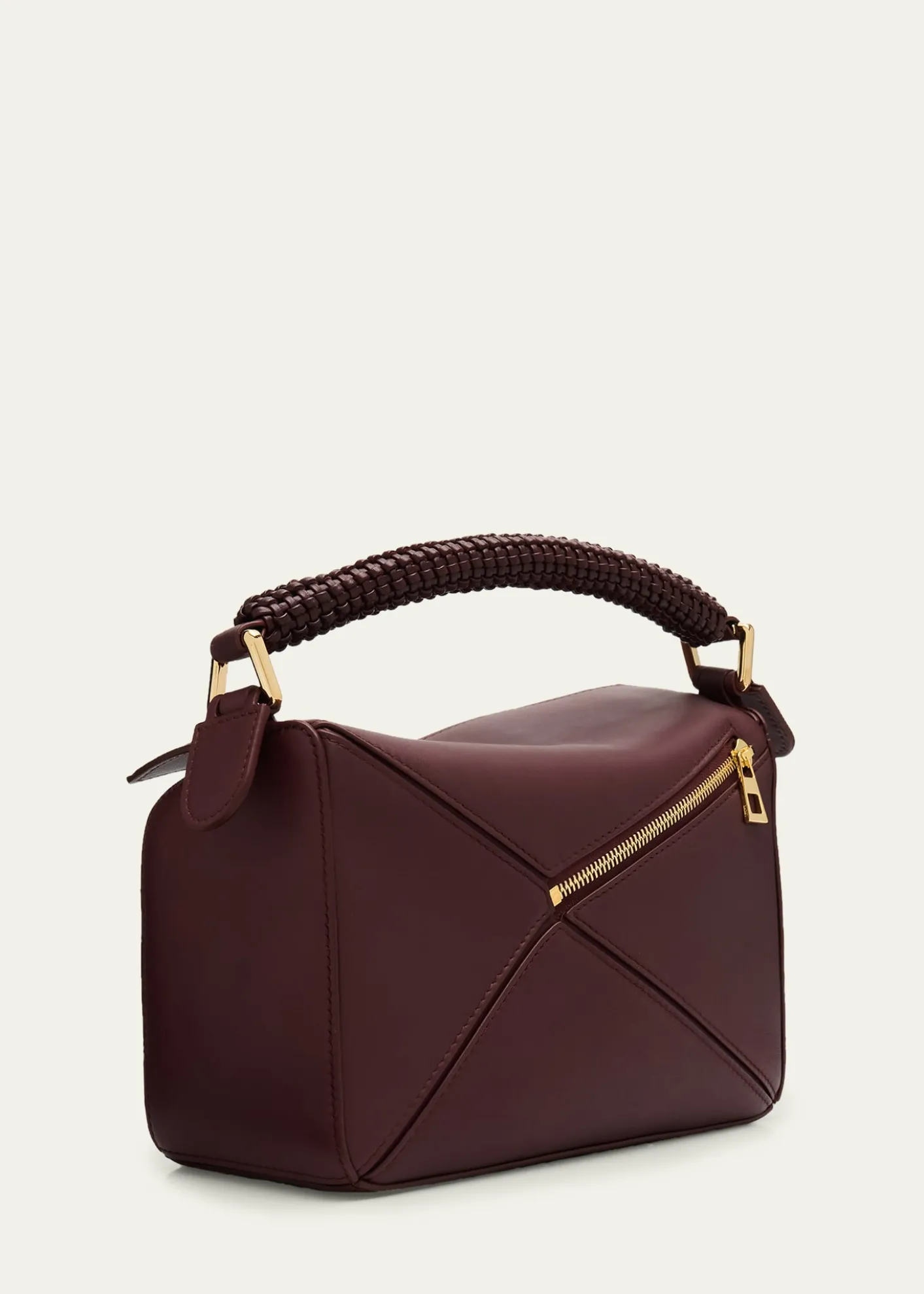 LoewePuzzle Small Woven Top-Handle Bag in Leather