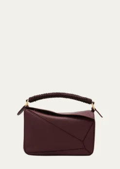 LoewePuzzle Small Woven Top-Handle Bag in Leather