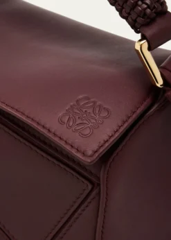 LoewePuzzle Small Woven Top-Handle Bag in Leather
