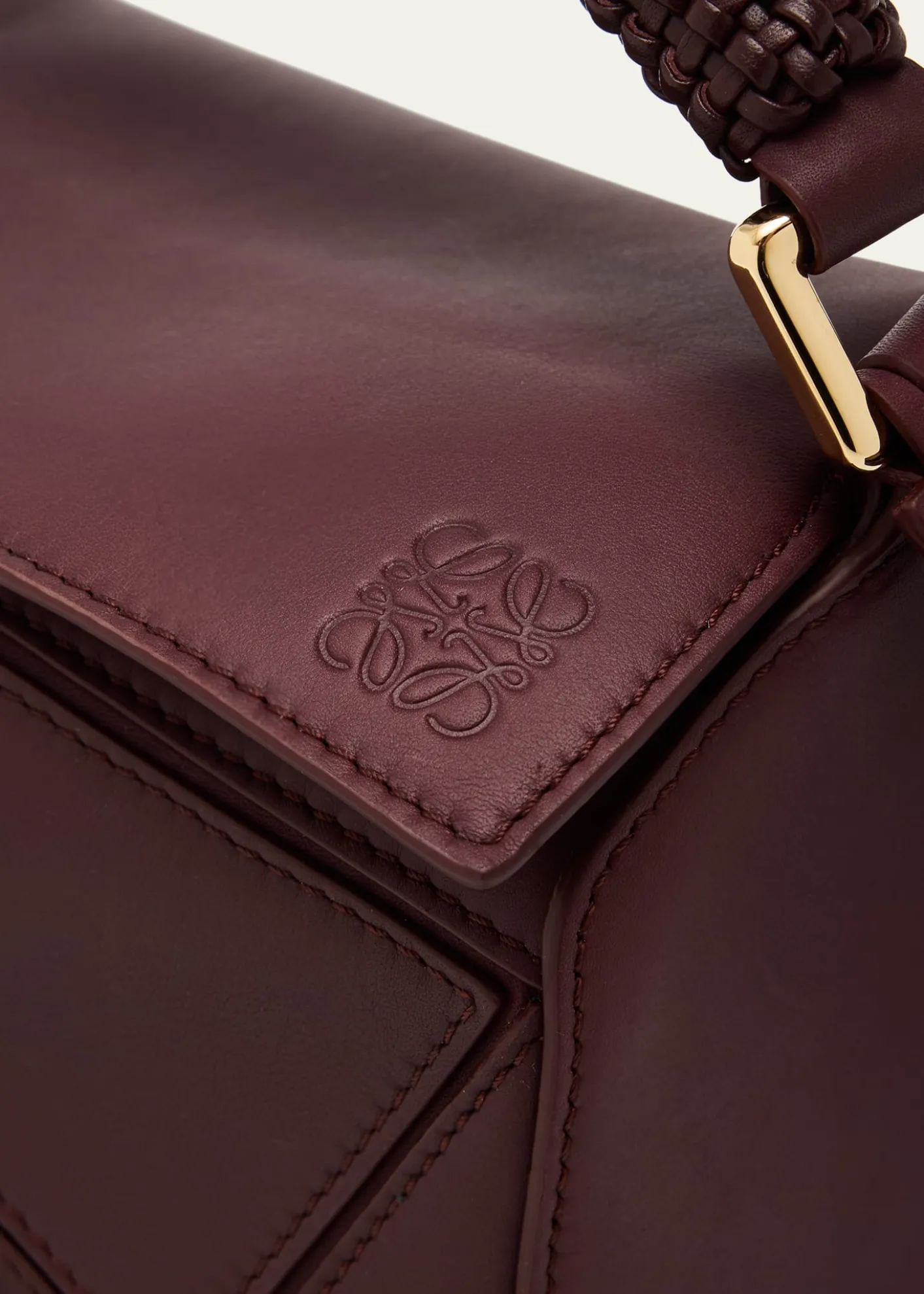 LoewePuzzle Small Woven Top-Handle Bag in Leather