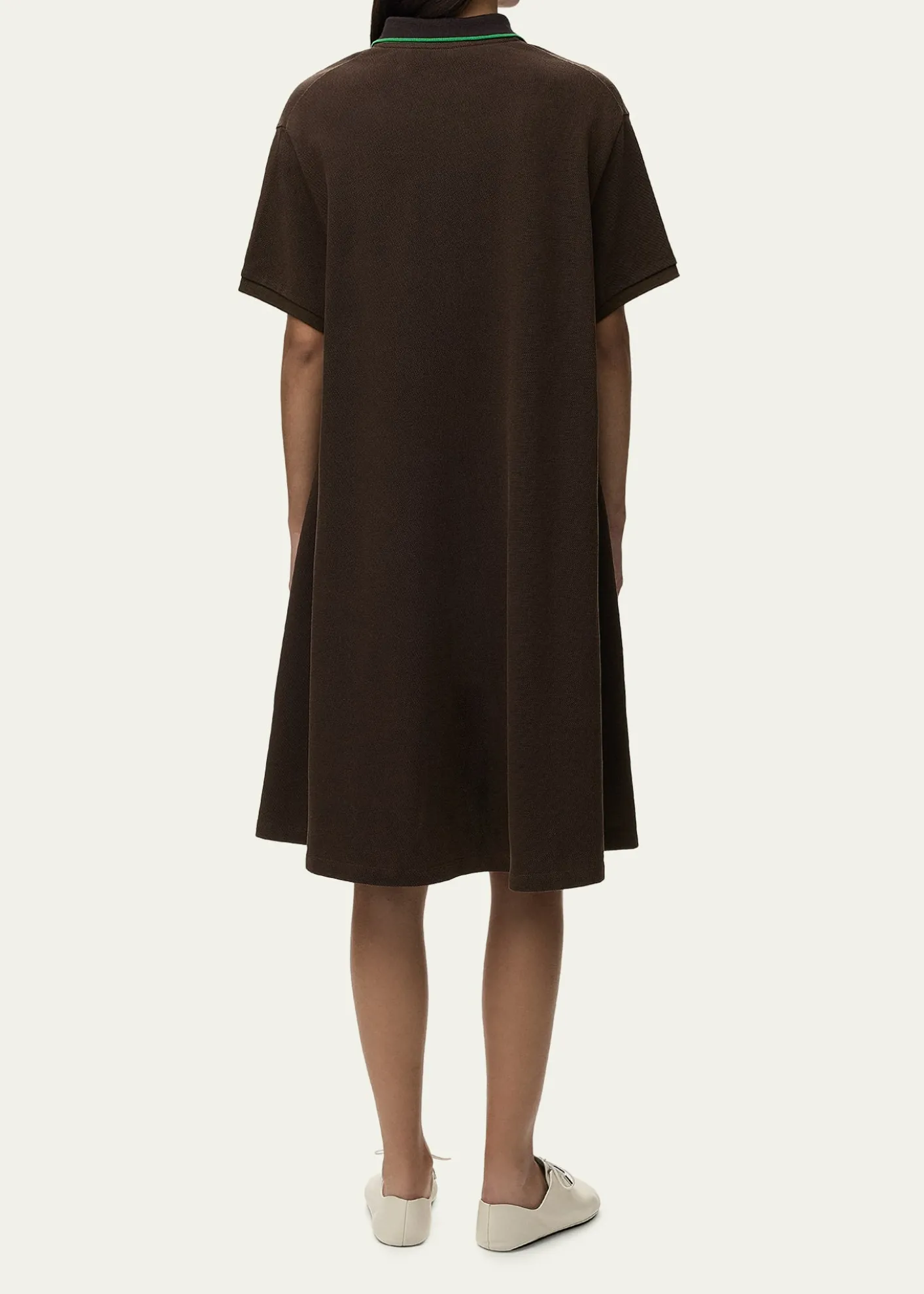 LoeweShort-Sleeve Cotton Pique High-Low Polo Dress