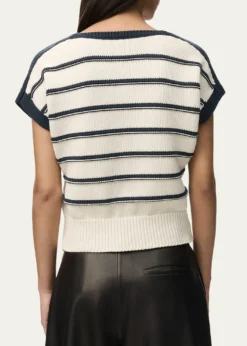 LoeweShort-Sleeve Stripe Knit Sweater
