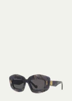 LoeweSilver Screen Chunky Acetate Rectangle Sunglasses