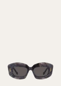 LoeweSilver Screen Chunky Acetate Rectangle Sunglasses